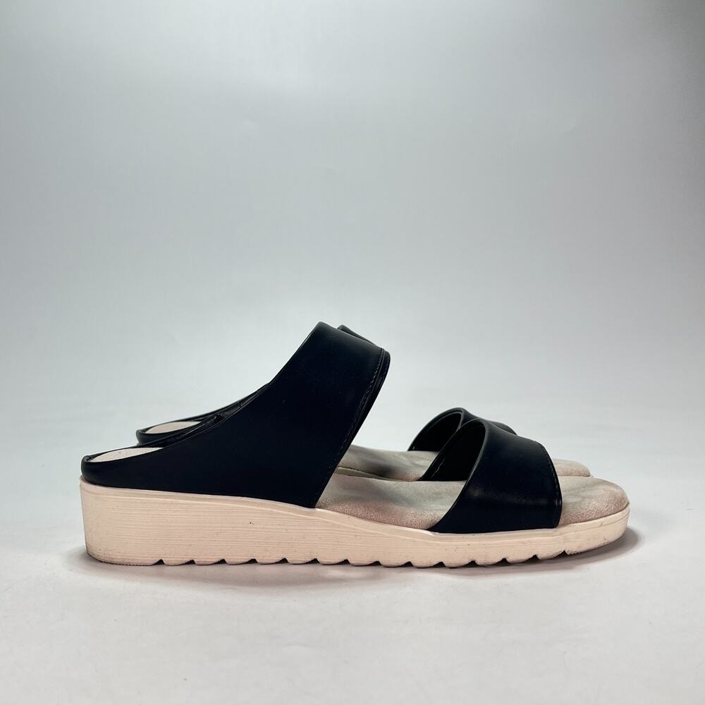 Kensie Endy Black Comfort Double Straps Wedge Sandals KS261620 Women's Size 6M